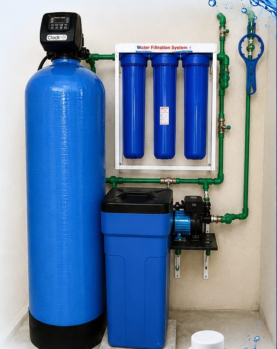 AQUAGUARD 3 STAGE JUMBO + WATER SOFTENER SYSTEM