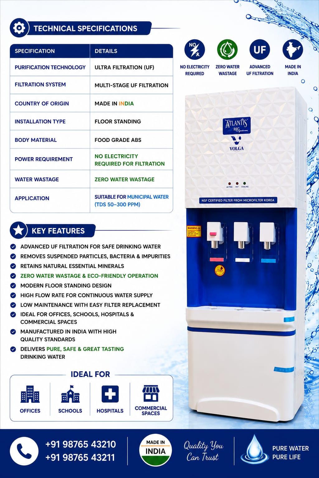 ATLANTIS FLOOR STANDING UF WATER PURIFIER (MADE IN INDIA)