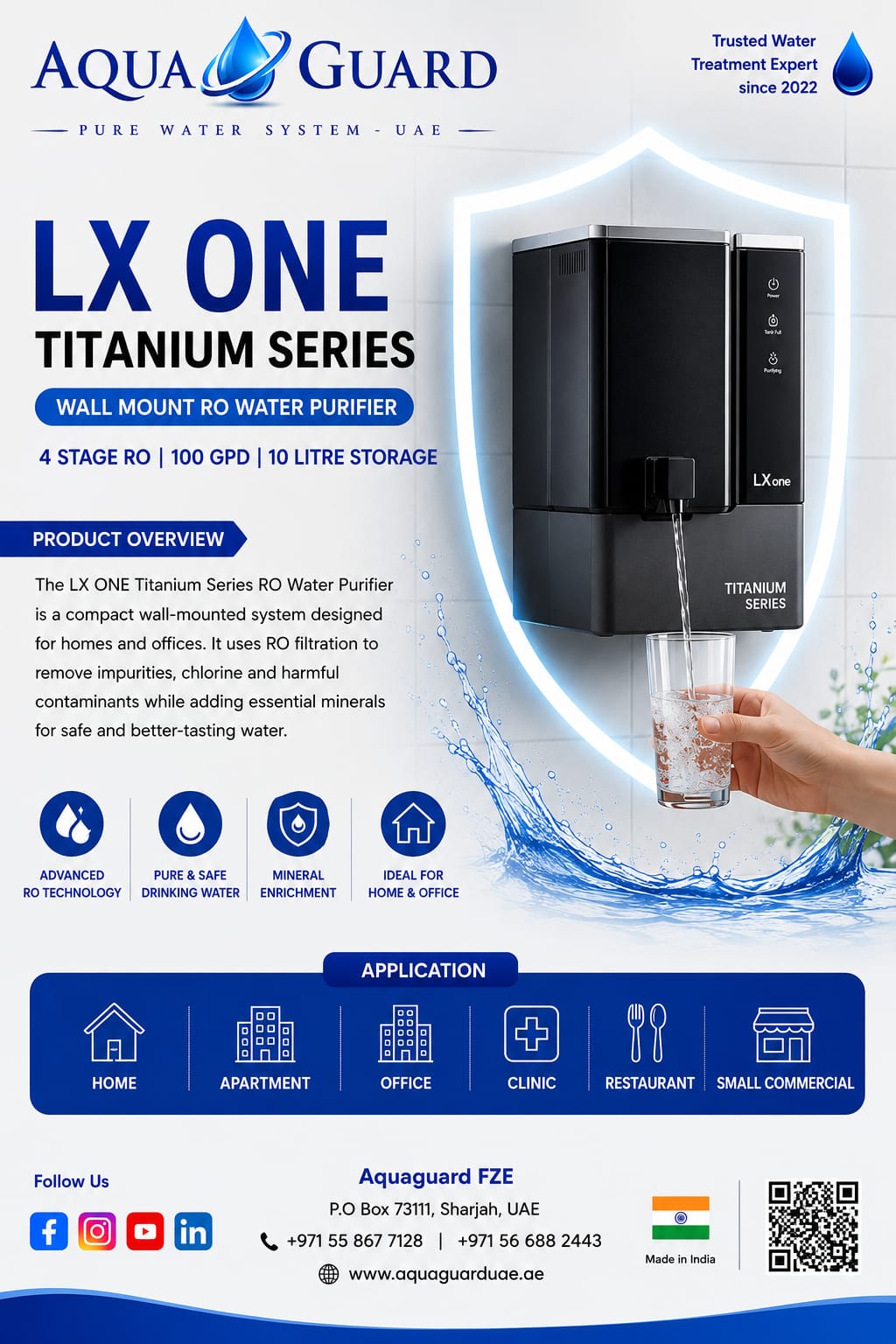 LX ONE TITANIUM SERIES – WALL MOUNT RO WATER PURIFIER